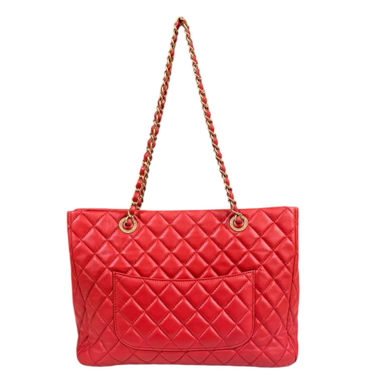 Chanel Matelasse Red Color Leather Tote Bag