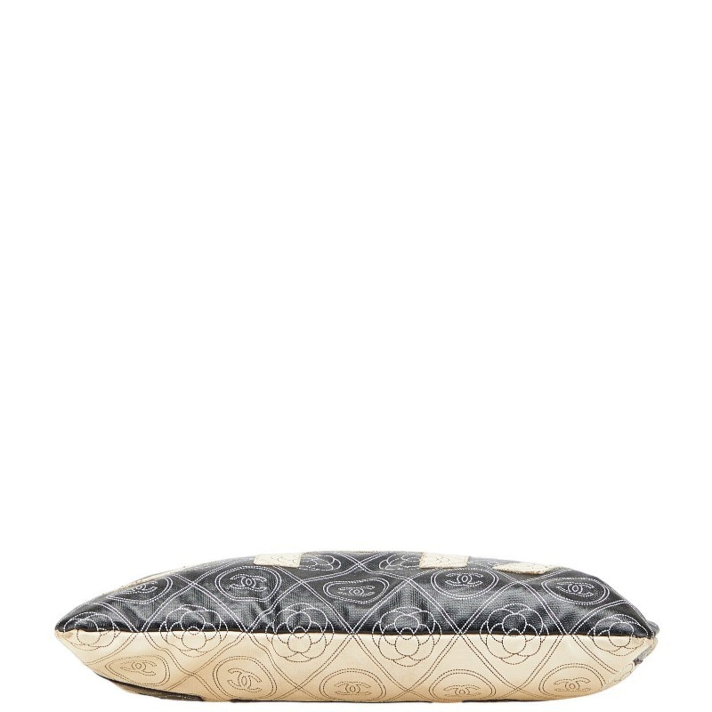 Chanel Camellia Beige Black Pvc Clutch Bag