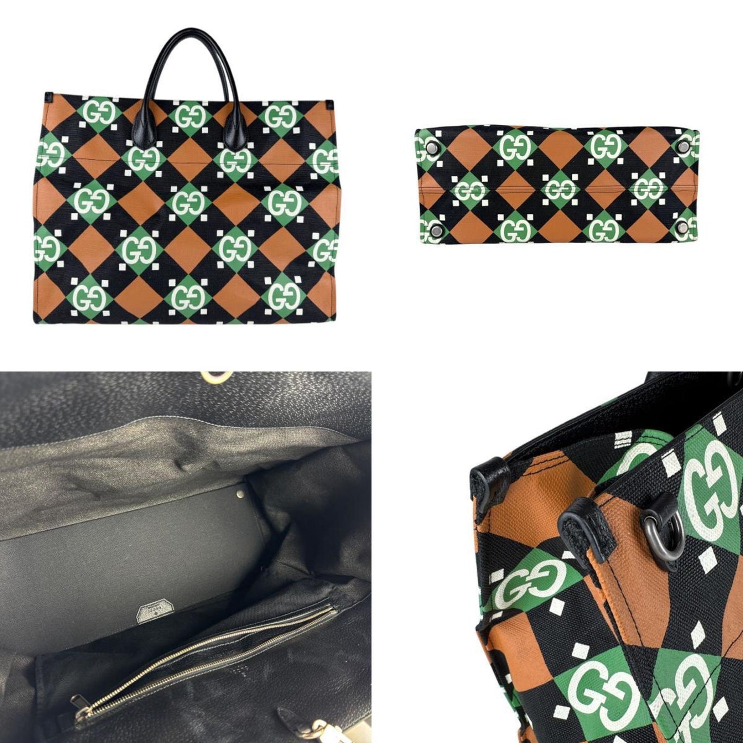 Gucci Multi-Color Coated Canvas Leather Handbag Shoulder Bag