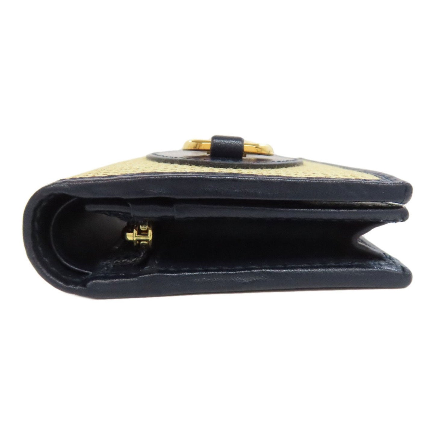 Gucci Beige Navy Canvas Leather Wallet (Bi-Fold)