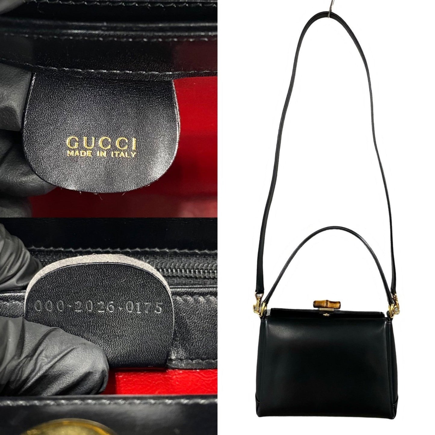 Gucci Black Leather Handbag Shoulder Bag