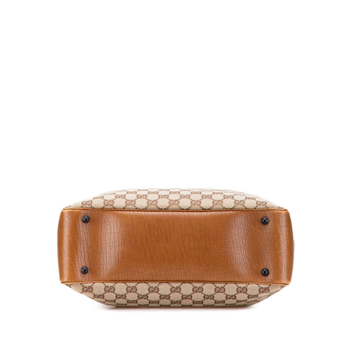 Gucci Gg Canvas Beige Brown Gg Canvas Leather Tote Bag