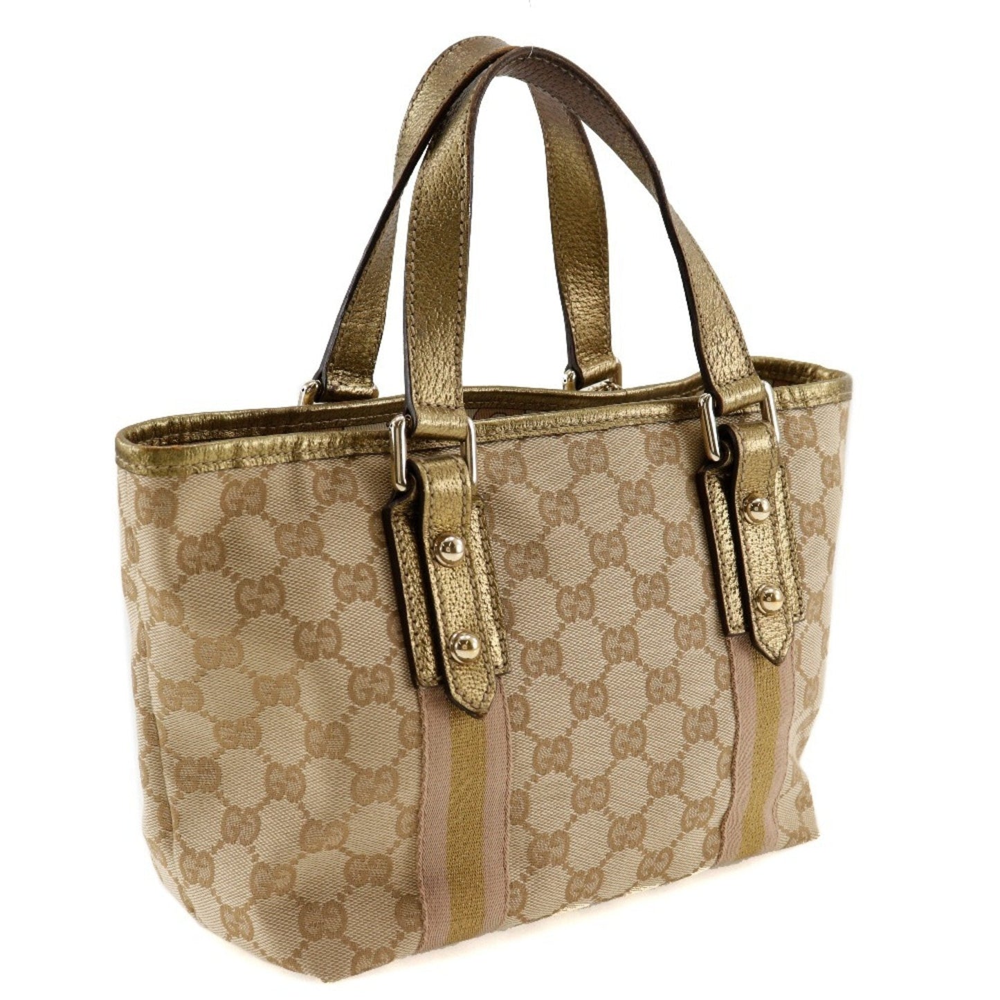 Gucci Brown Gg Canvas Leather Handbag