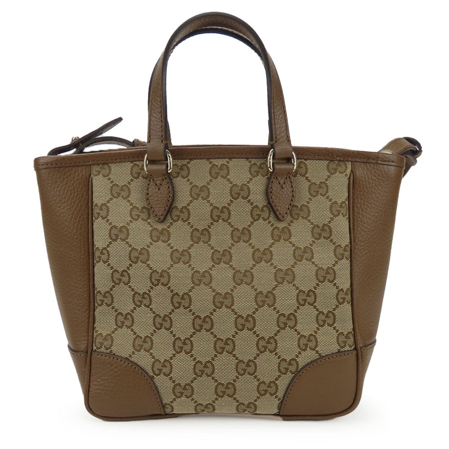 Gucci Gg Canvas Beige Brown Leather Gg Canvas Handbag