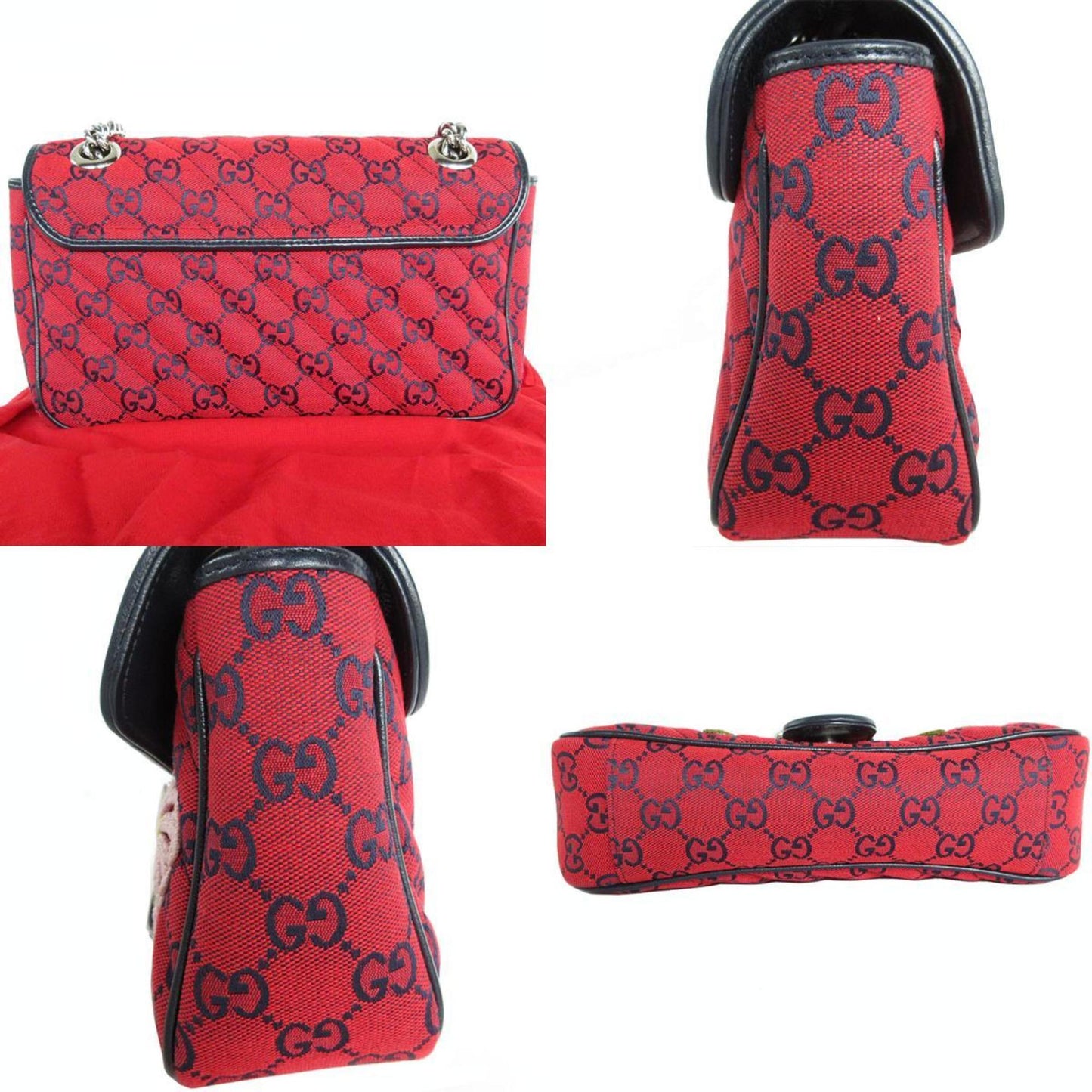 Gucci Red Color Gg Canvas Shoulder Bag
