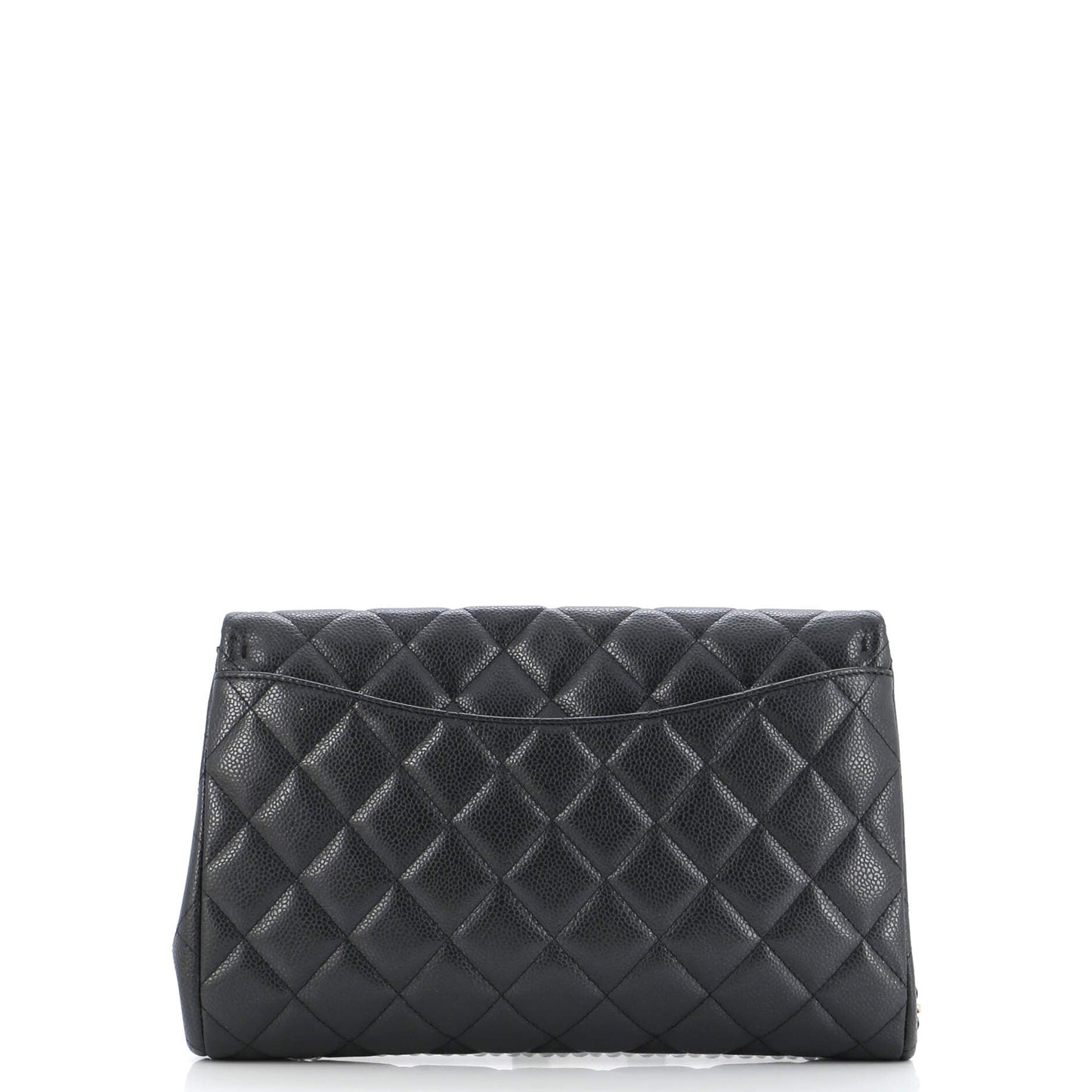 Clutch with Chain Quilted Caviar