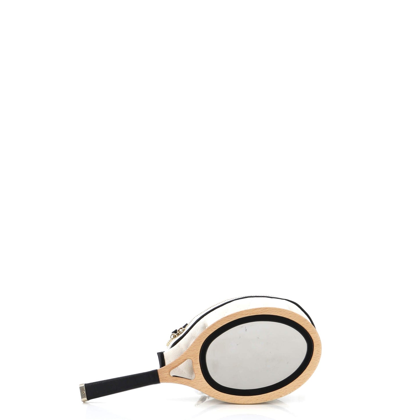 CC Tennis Racket Clutch with Chain Quilted Canvas and Leather