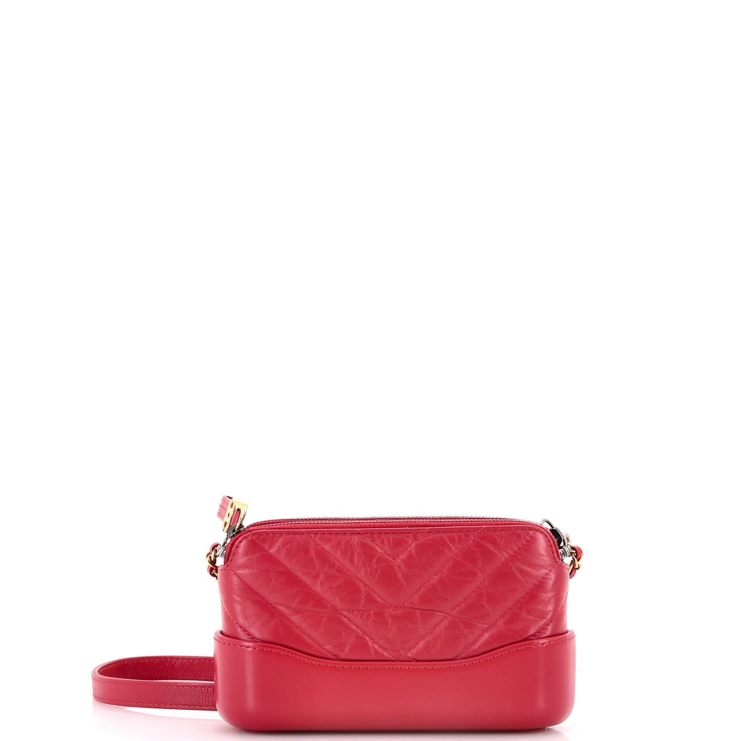 Gabrielle Double Zip Clutch with Chain Chevron Aged Calfskin