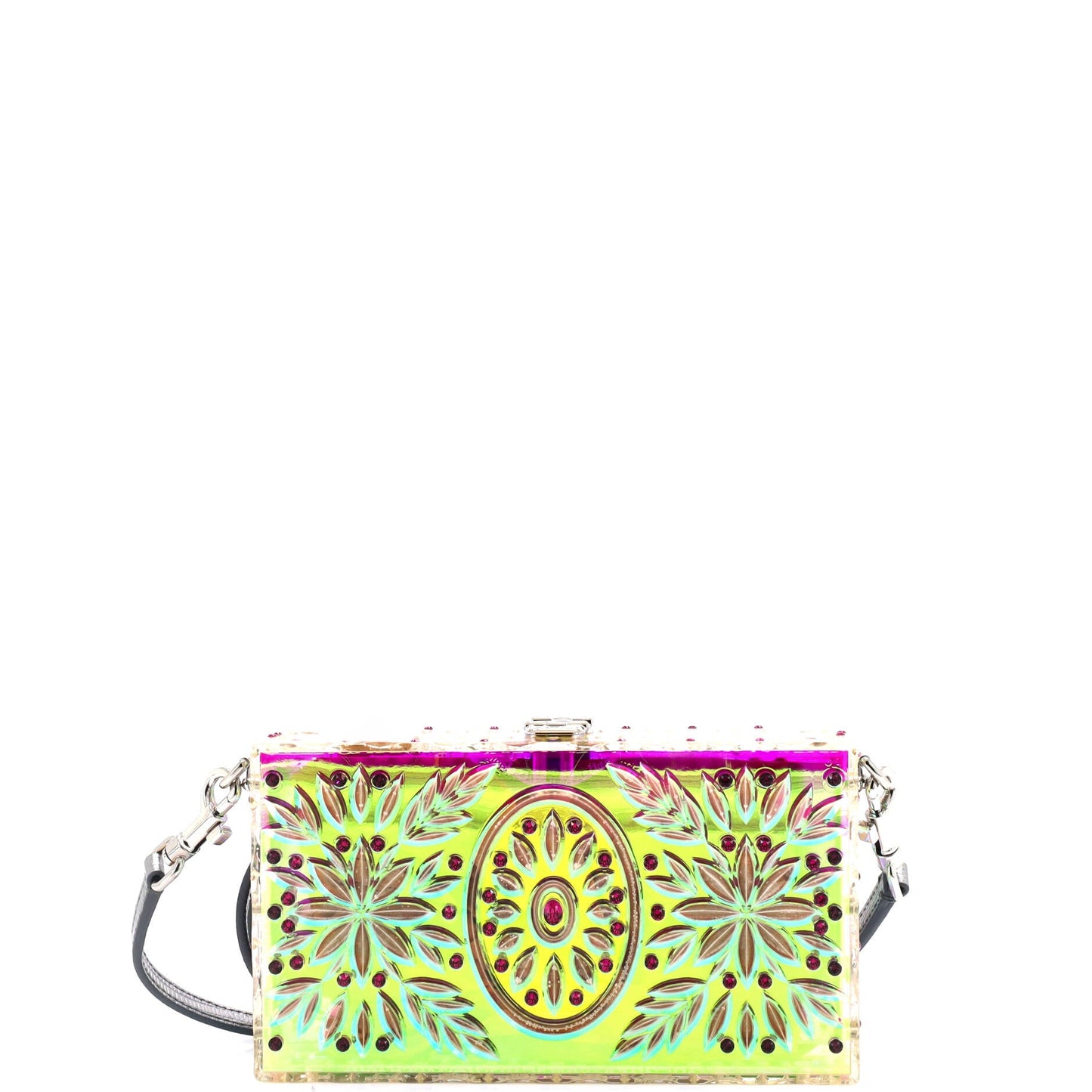 Box Clutch Crystal Embellished Plexiglass Small