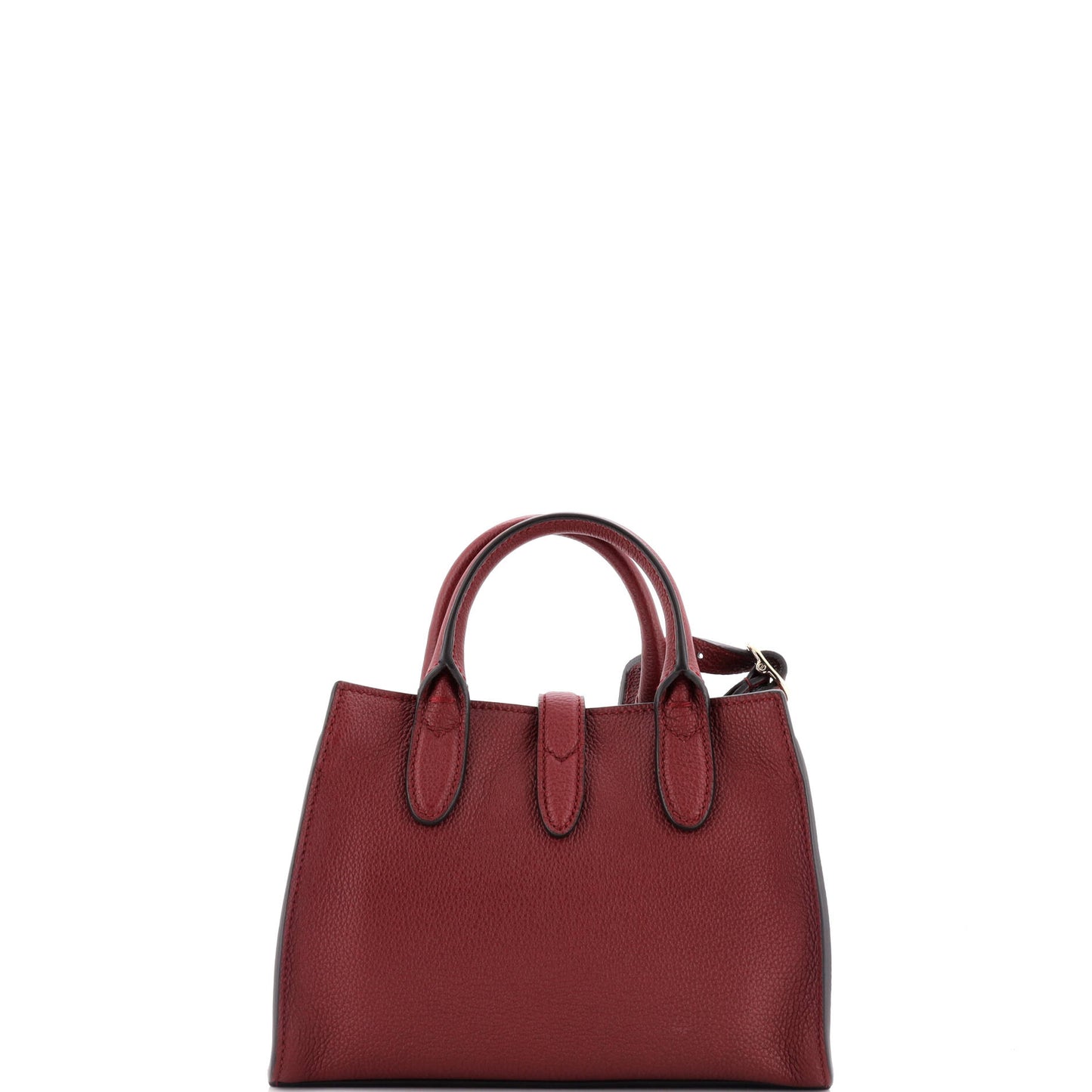 Top Handle Tote with Hook Closure Leather Small