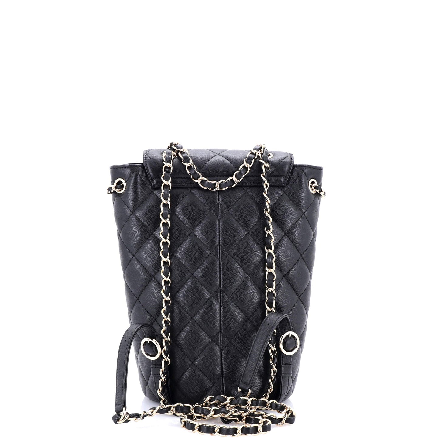 Double Pocket Flap Bucket Backpack Quilted Caviar