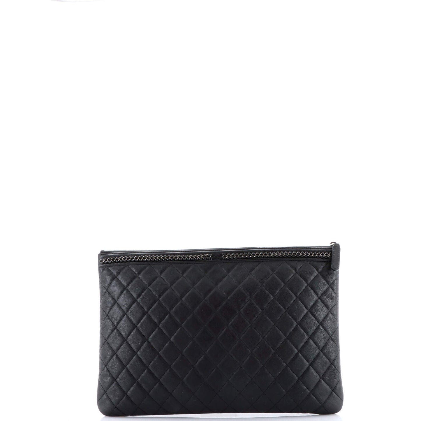 Boy O Case Clutch Quilted Lambskin with Chain Detail Large