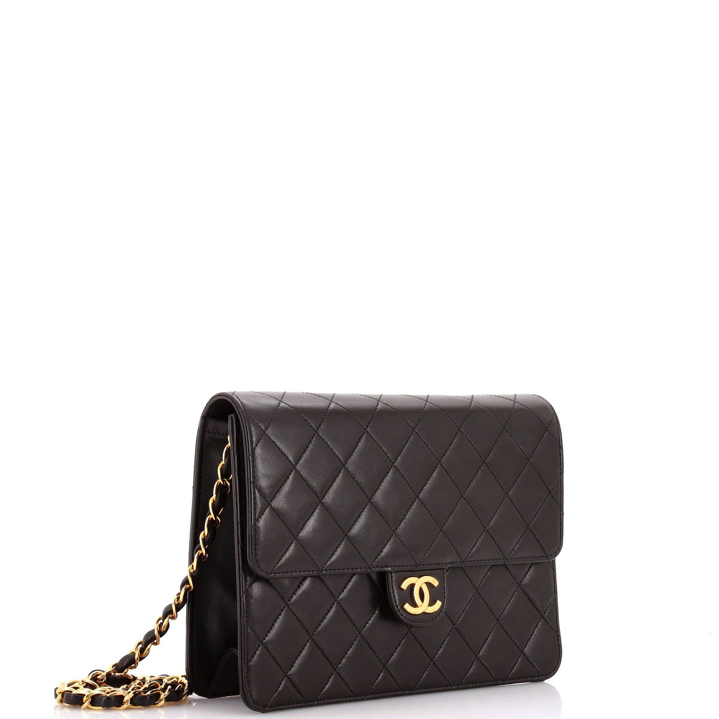 Vintage Clutch with Chain Quilted Leather Small