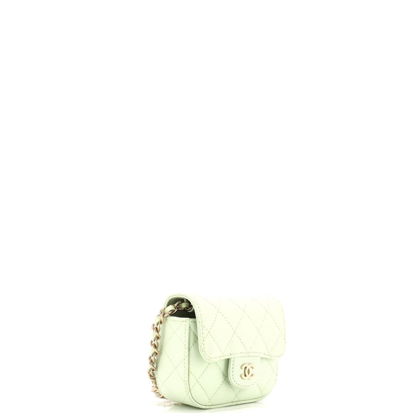 Classic Square Flap Clutch with Chain Quilted Caviar Mini