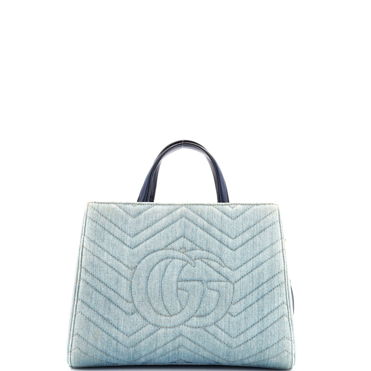 GG Marmont Tote Embroidered Matelasse Denim Small