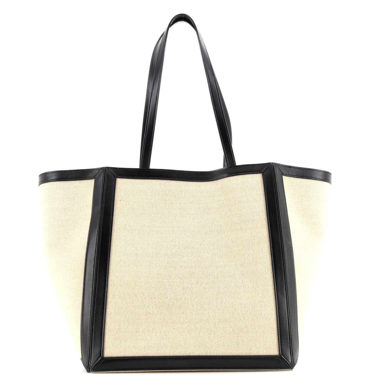 Vertical Square Cabas Tote Canvas with Leather Large