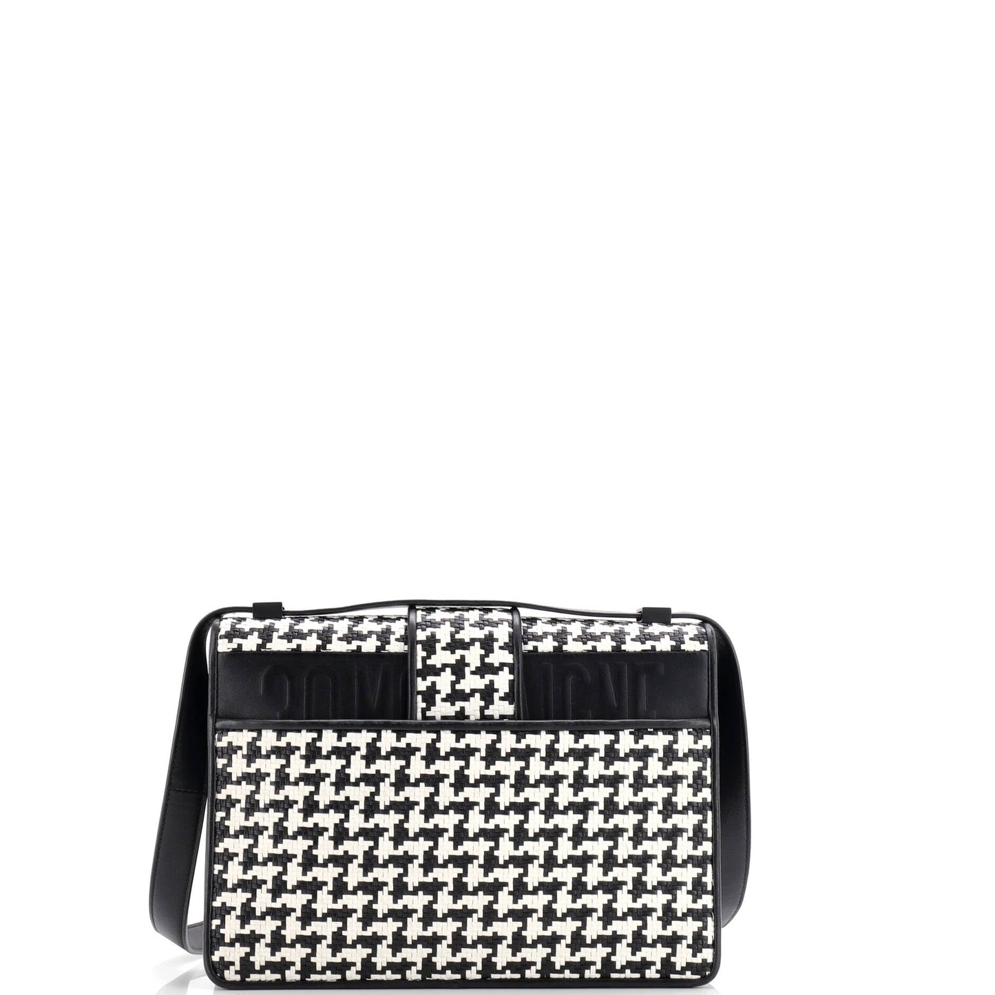 30 Montaigne Flap Bag Houndstooth Braided Leather