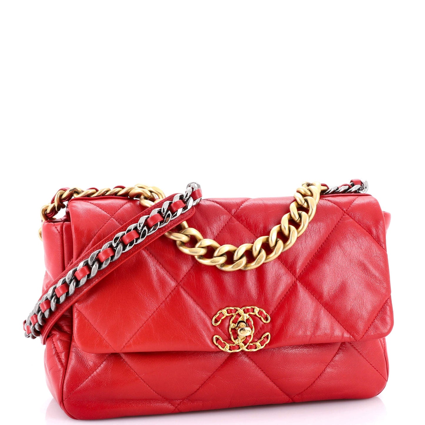 19 Flap Bag Quilted Leather Large