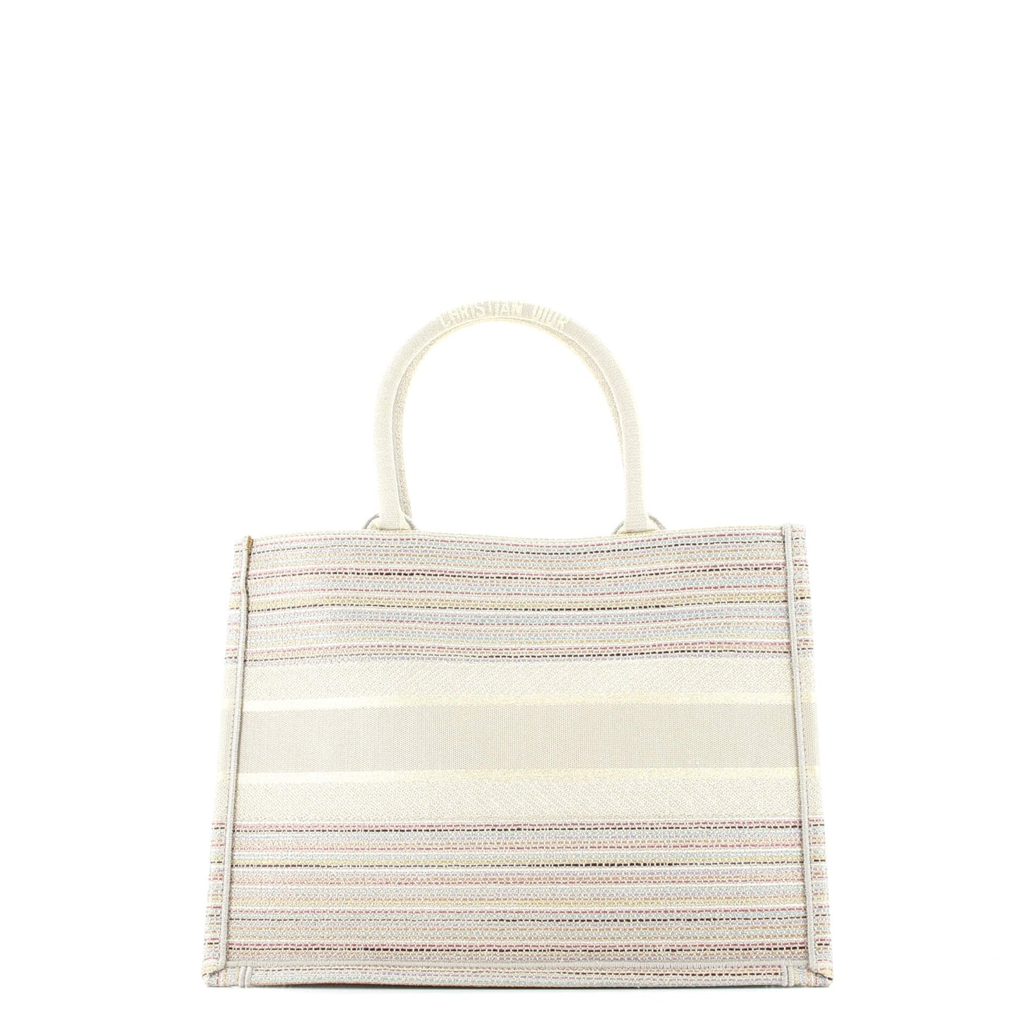 Book Tote Multicolor Stripes Embroidered Canvas Medium