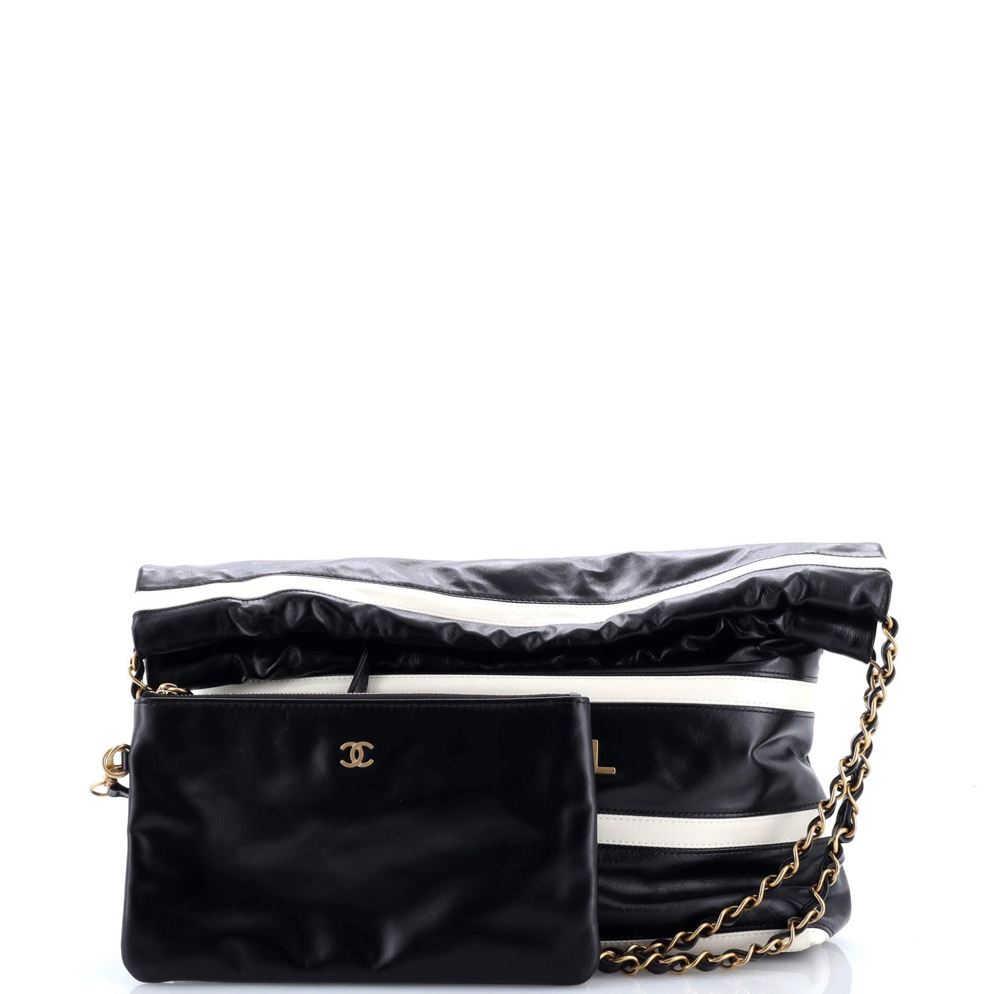 22 Chain Hobo Striped Shiny Calfskin Small