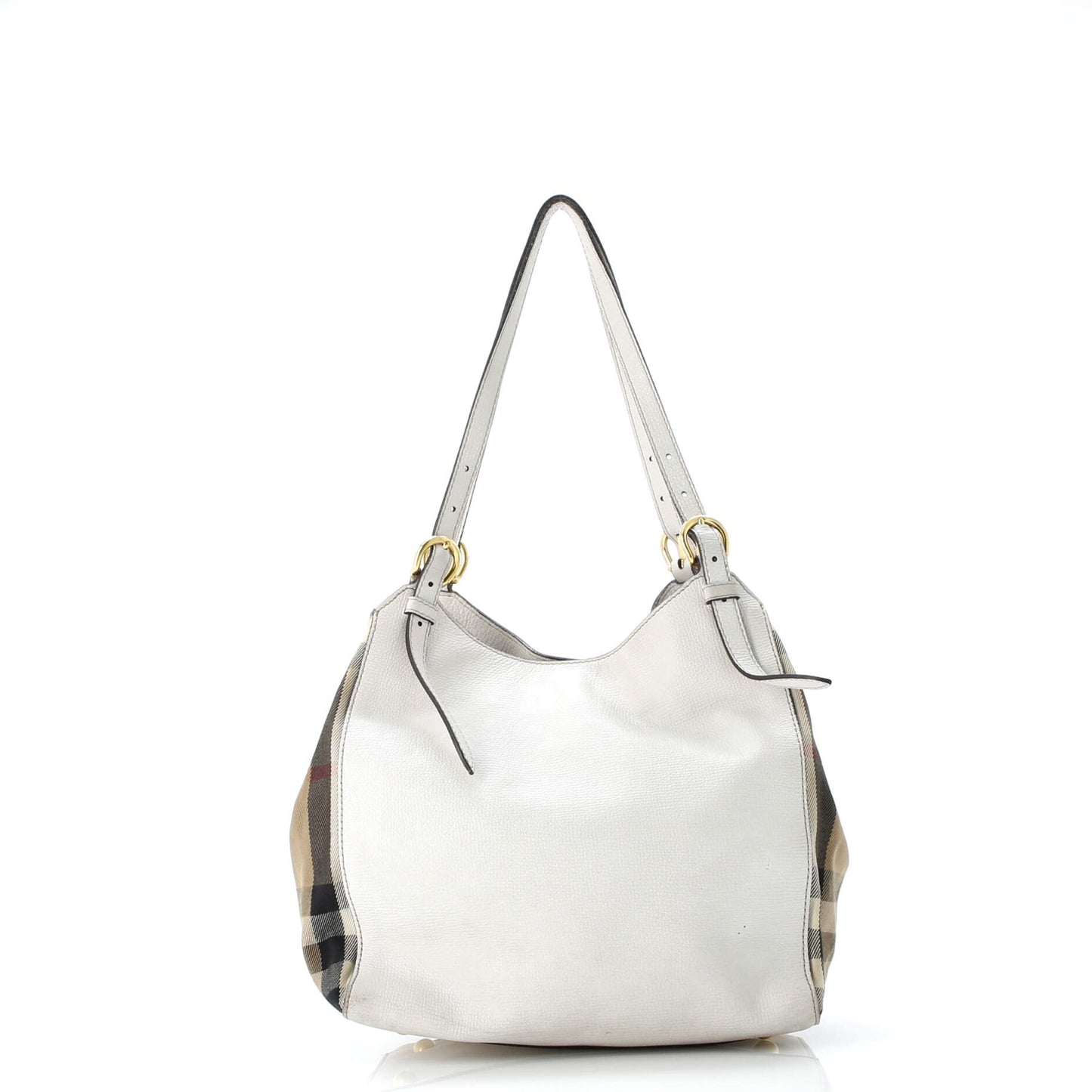 Canterbury Tote Leather and House Check Canvas Small