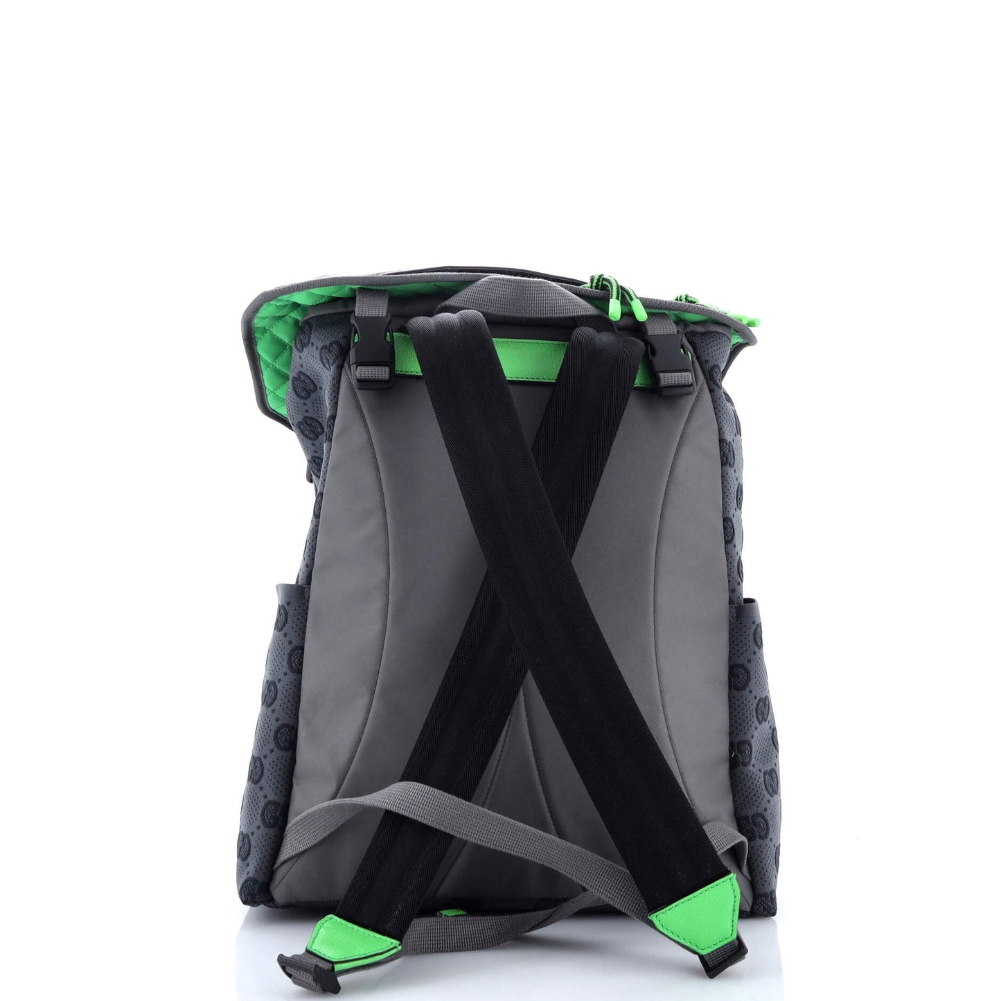 Panelled Double Buckle Backpack GG Jacquard Nylon and Rubber Large