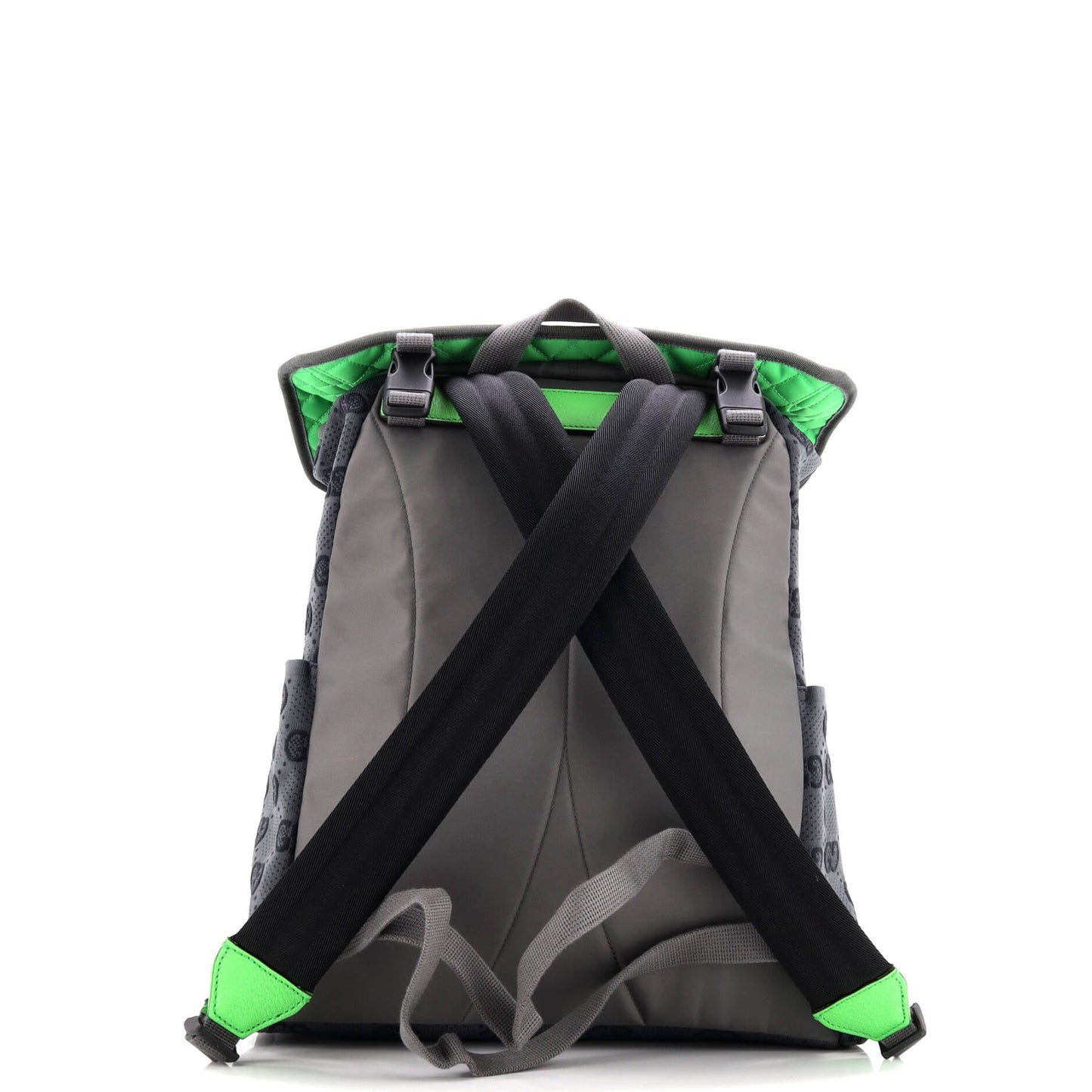 Panelled Double Buckle Backpack GG Jacquard Nylon and Rubber Large