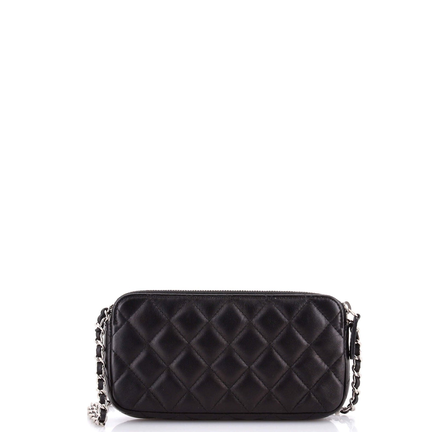 Double Zip Clutch with Chain Quilted Lambskin