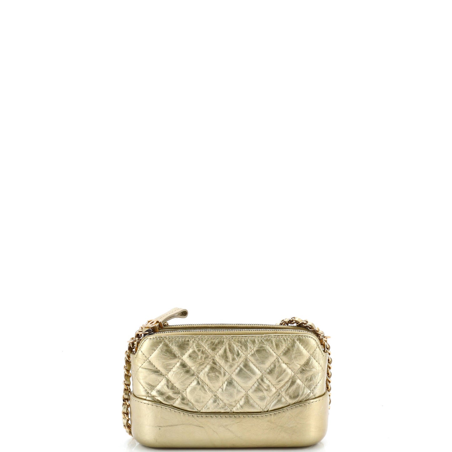 Gabrielle Double Zip Clutch with Chain Quilted Aged Calfskin