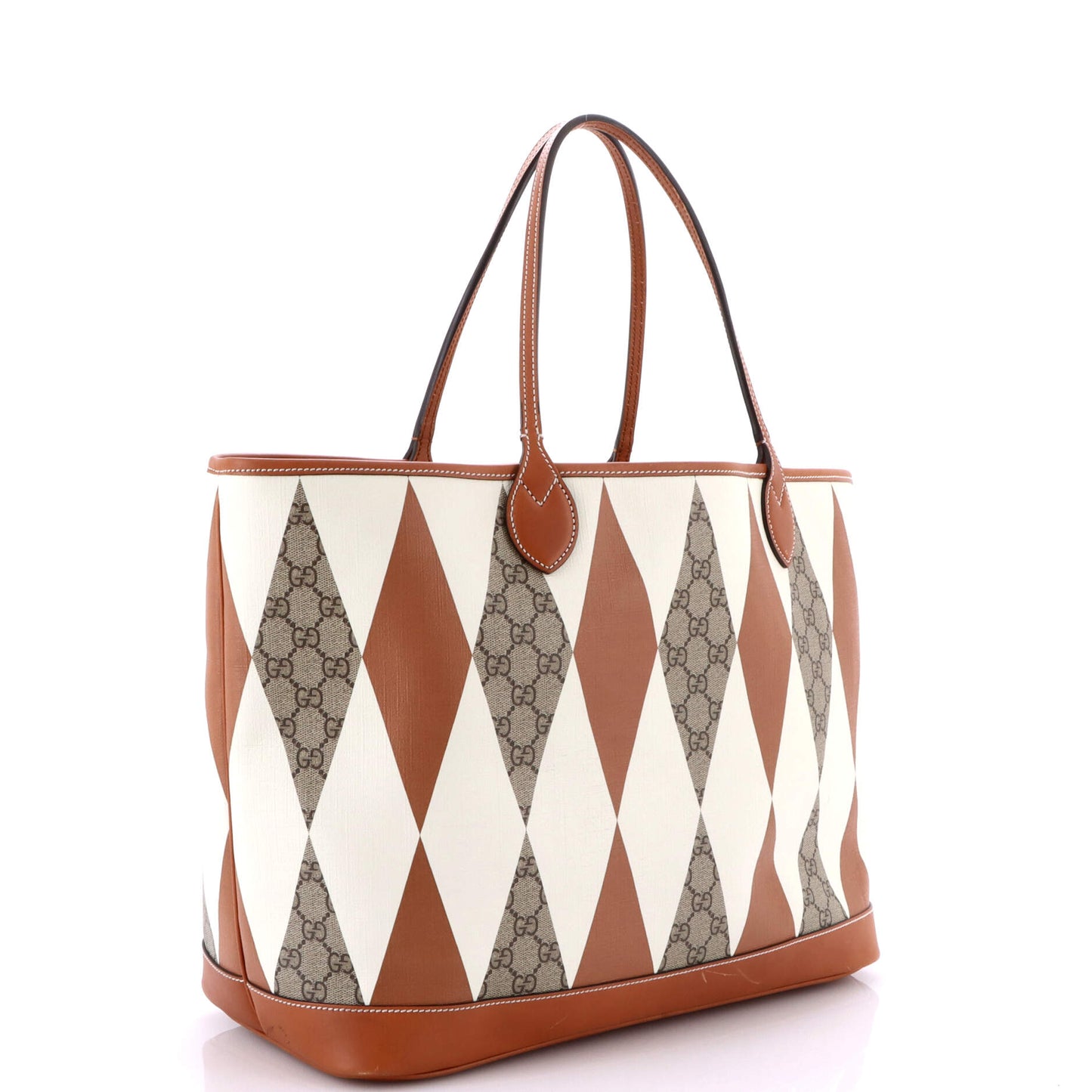 Shopping Tote Rhombus GG Coated Canvas with Leather Large
