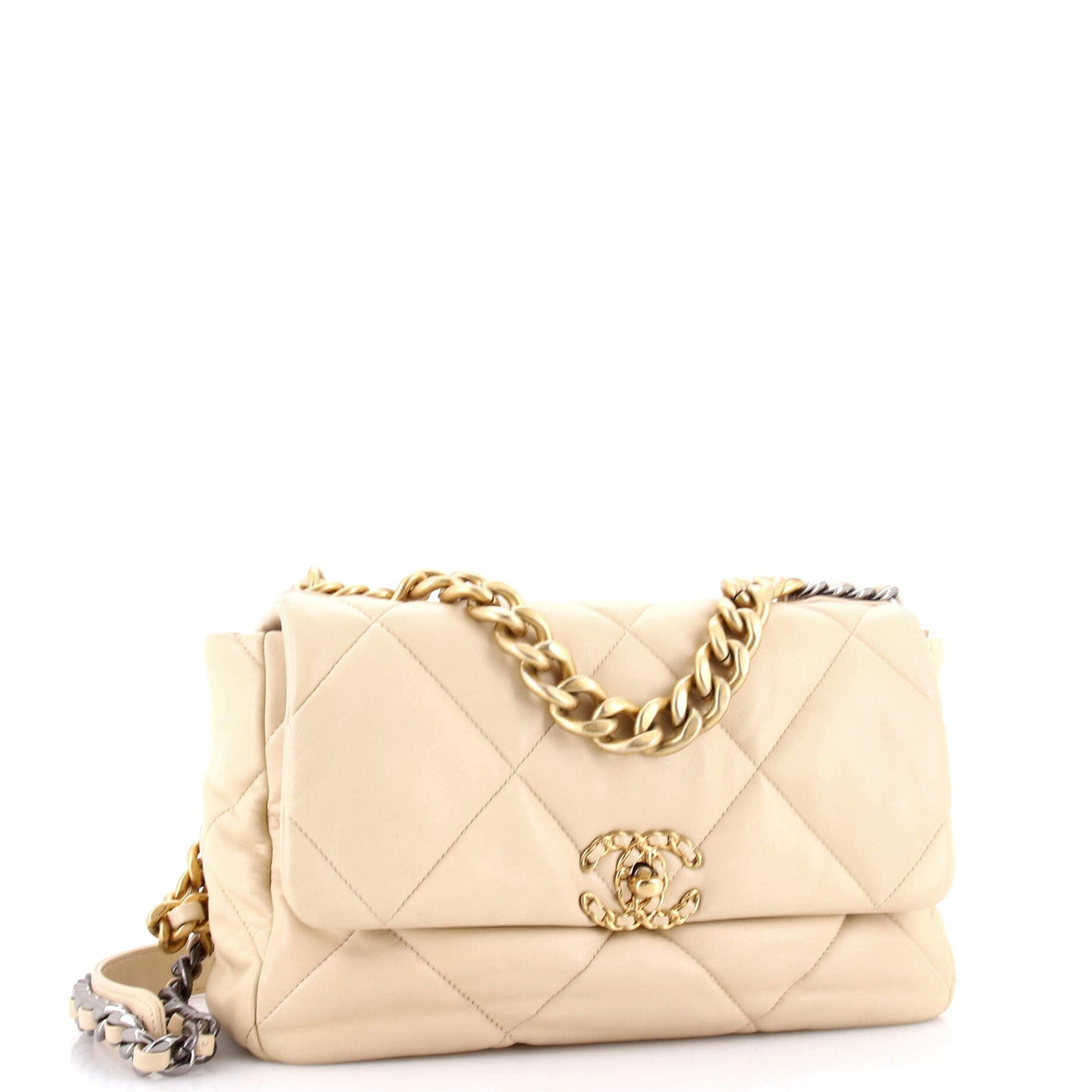 19 Flap Bag Quilted Leather Large