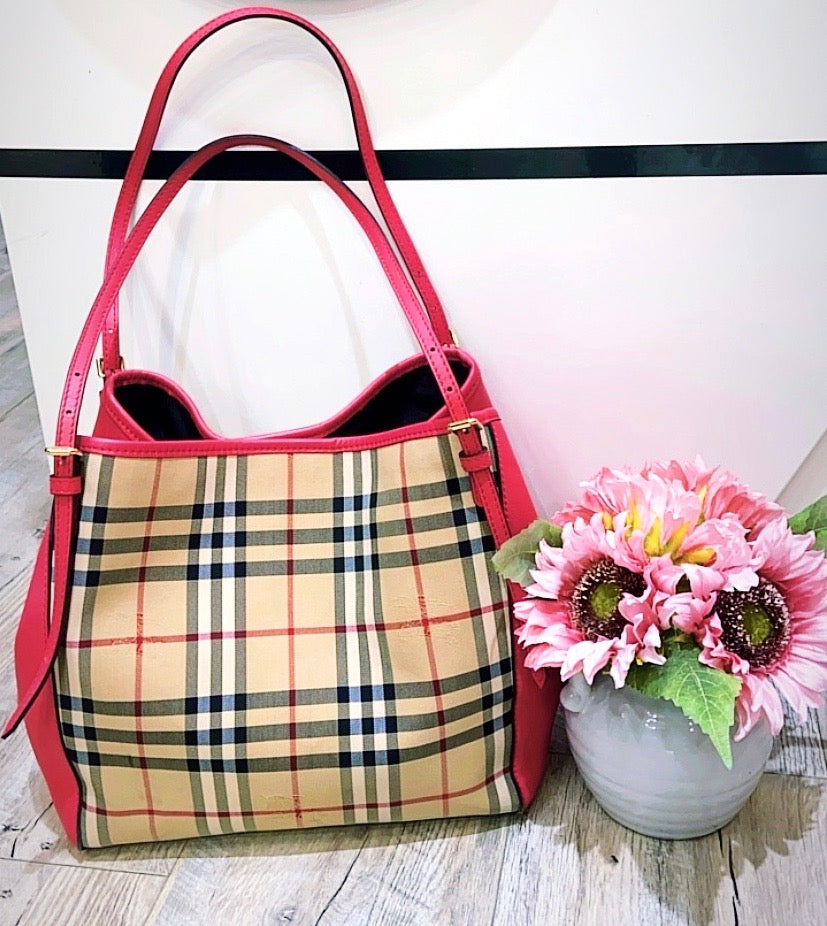 BURBERRY HAYMARKET CHECK CANTERBURY TOTE BAG