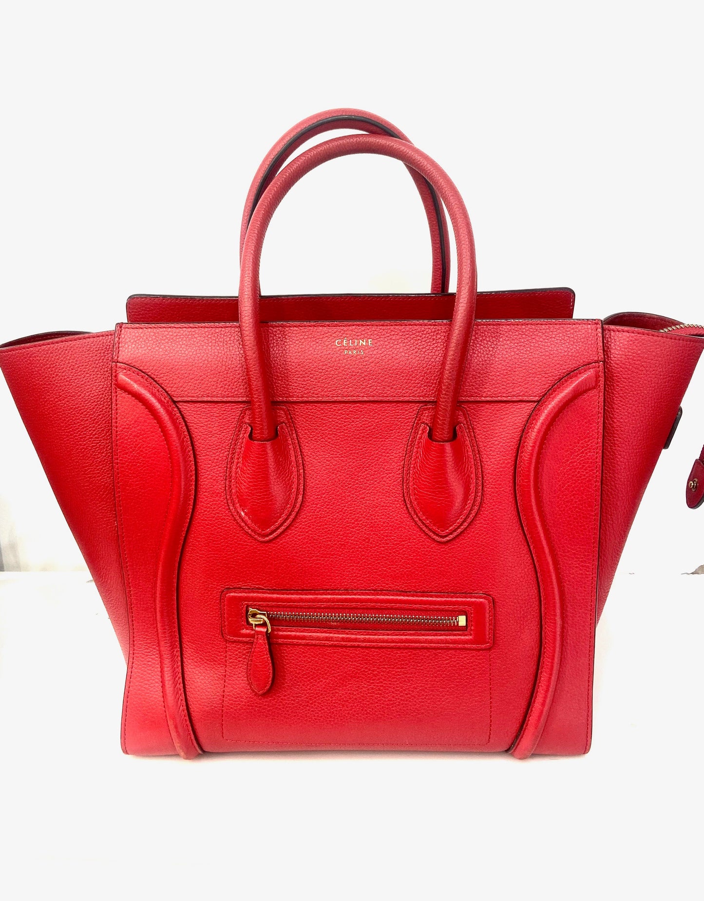 CÉLINE DRUMMED CALFSKIN LEATHER MICRO PHANTOM TOTE BAG