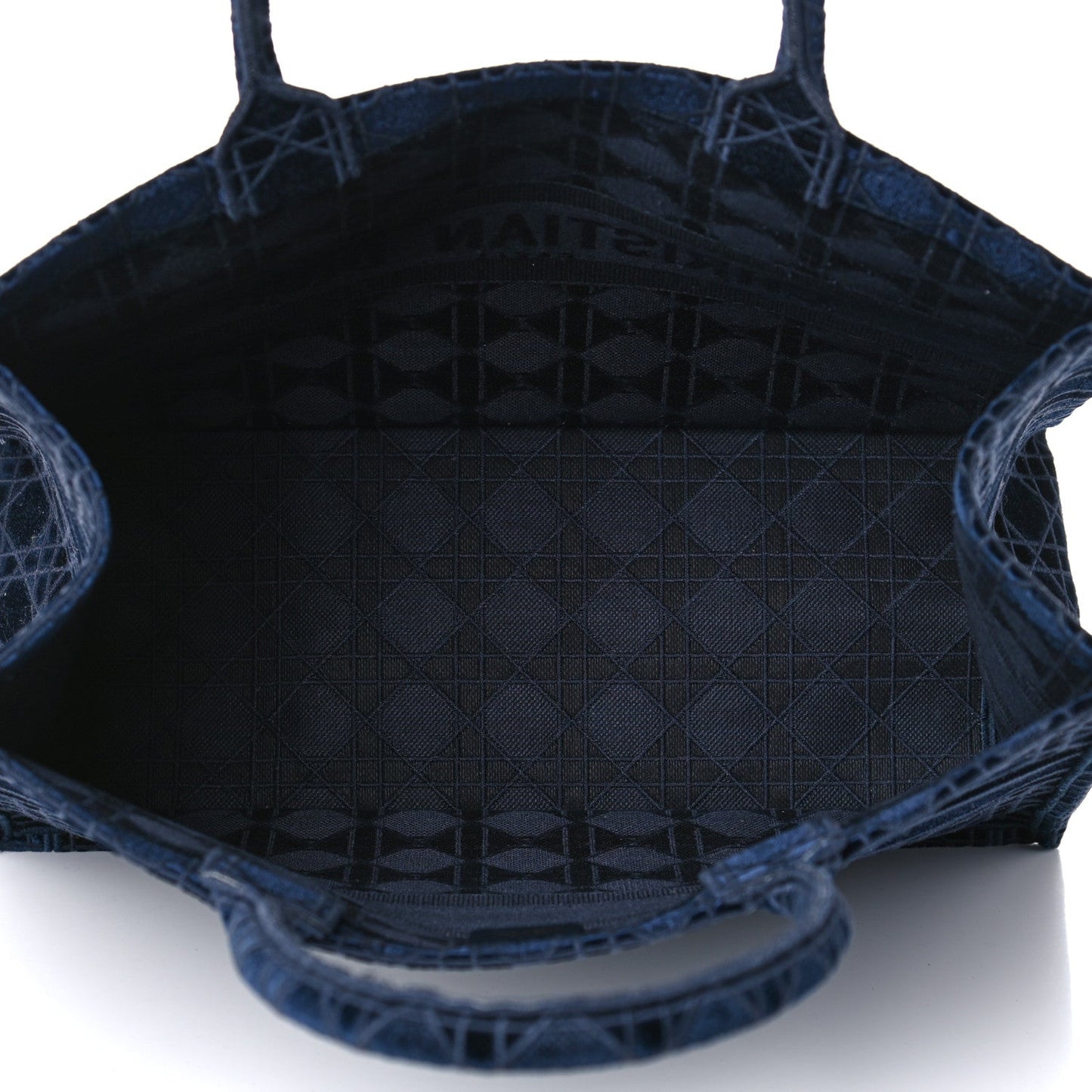 DIOR EMBROIDERED CANNAGE VELVET LARGE BOOK TOTE BAG