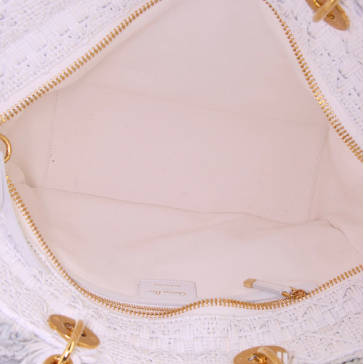 DIOR LADY DIOR BRAIDED LEATHER LARGE TOTE BAG