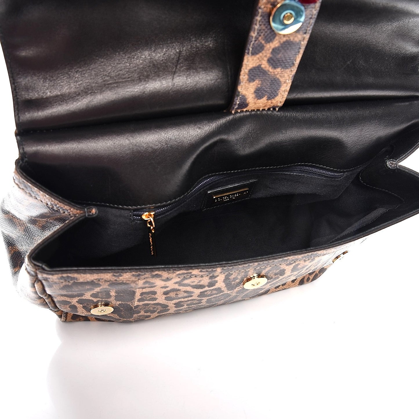 DOLCE & GABBANA CALFSKIN EMBOSSED LEOPARD PRINT MISS SICILY SHOPPER TOTE BAG