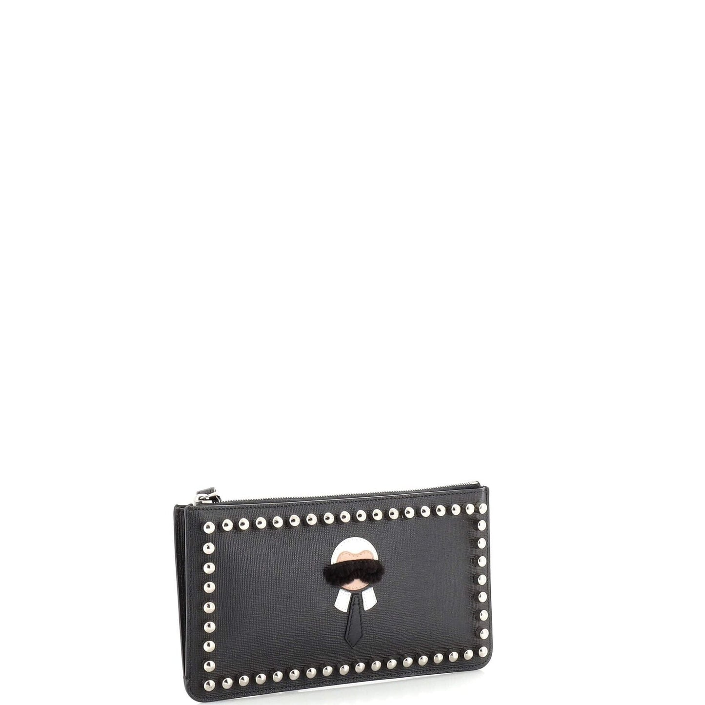 FENDI SAFFIANO LEATHER KARLITO CLUTCH BAG WRISTLET