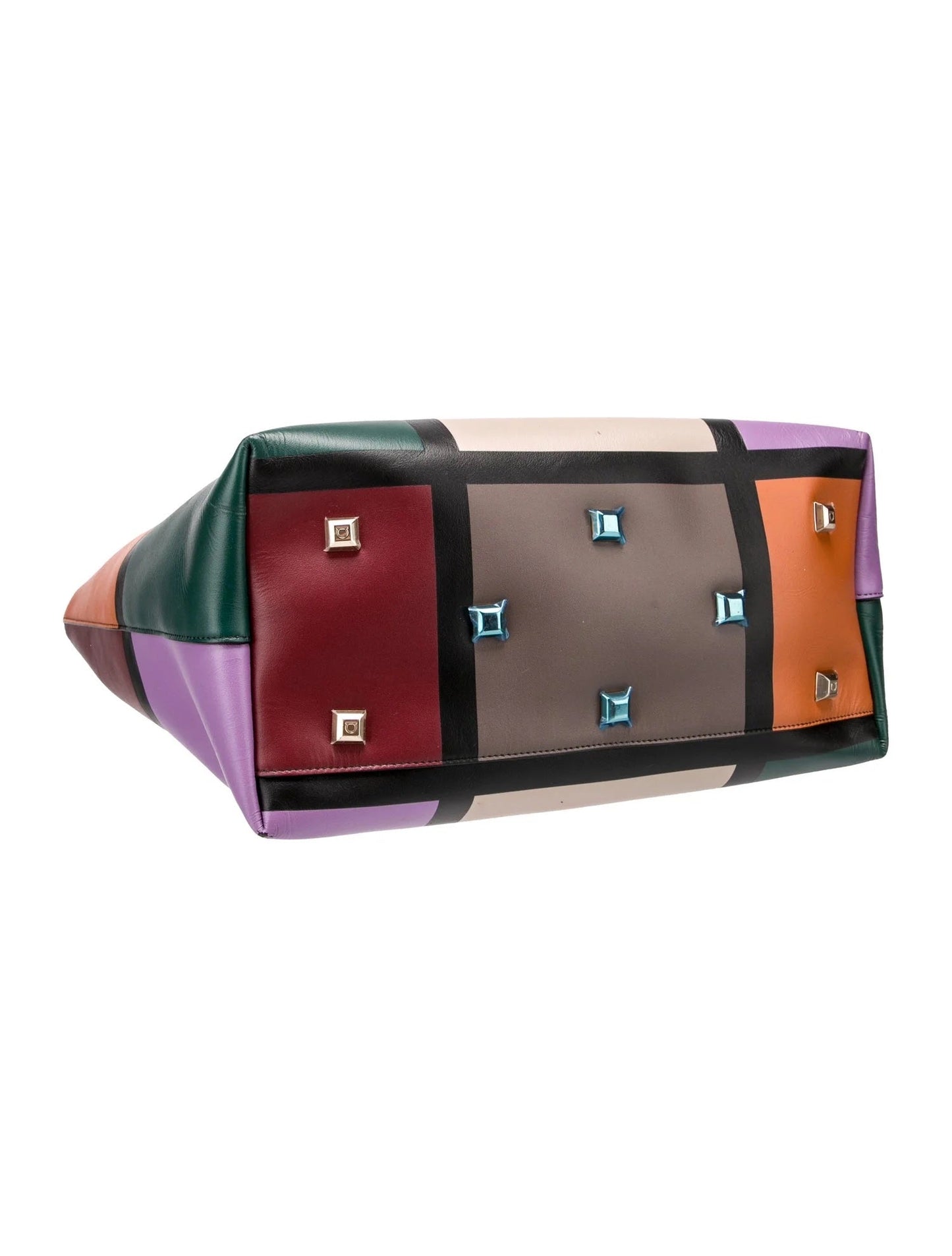 SALVATORE FERRAGAMO CALFSKIN PATCHWORK STUDIO TOTE BAG