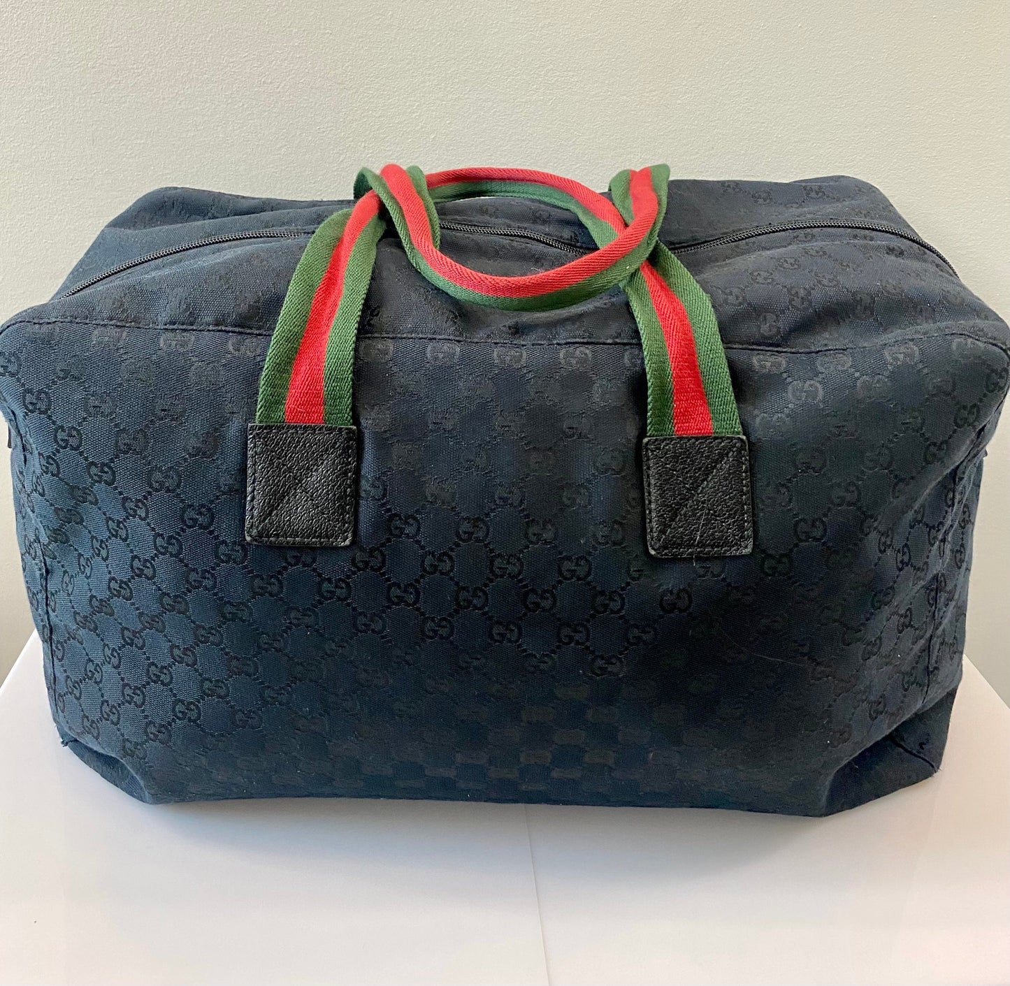 GUCCI GG MONOGRAM WEB COLLAPSIBLE CARRY-ON DUFFLE BAG