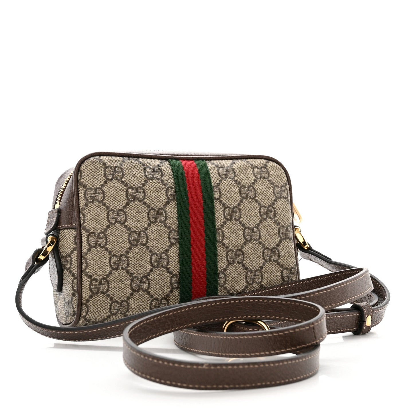 GUCCI GG SUPREME MONOGRAM WEB MINI OPHIDIA CROSSBODY