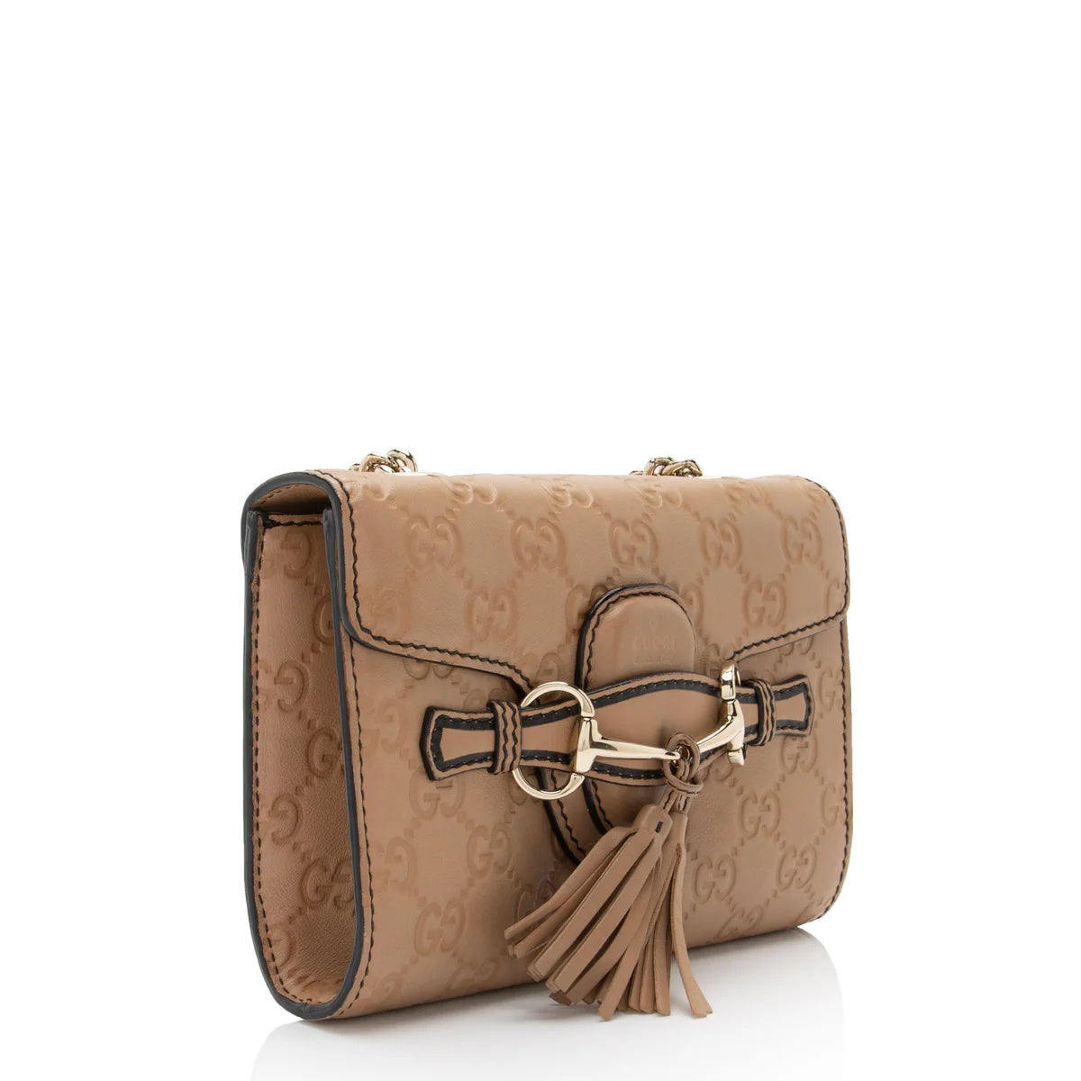 GUCCI GUCCISSIMA LEATHER MINI EMILY CHAIN CROSSBODY BAG