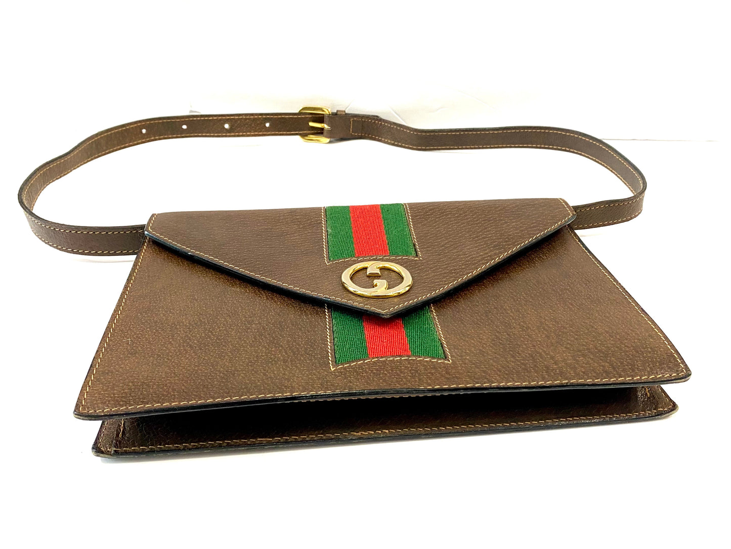GUCCI SHERRY LINE GG INTERLOCKING WEB LEATHER SHOULDER BAG