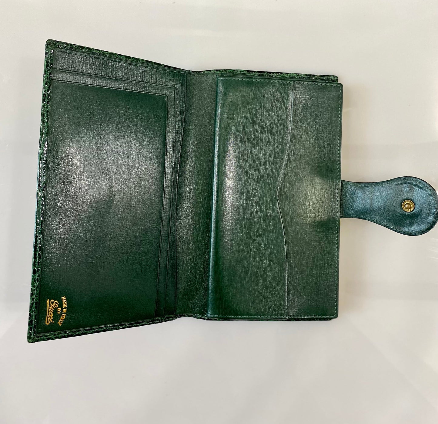 GUCCI VINTAGE CROC EMBOSSED LEATHER WALLET