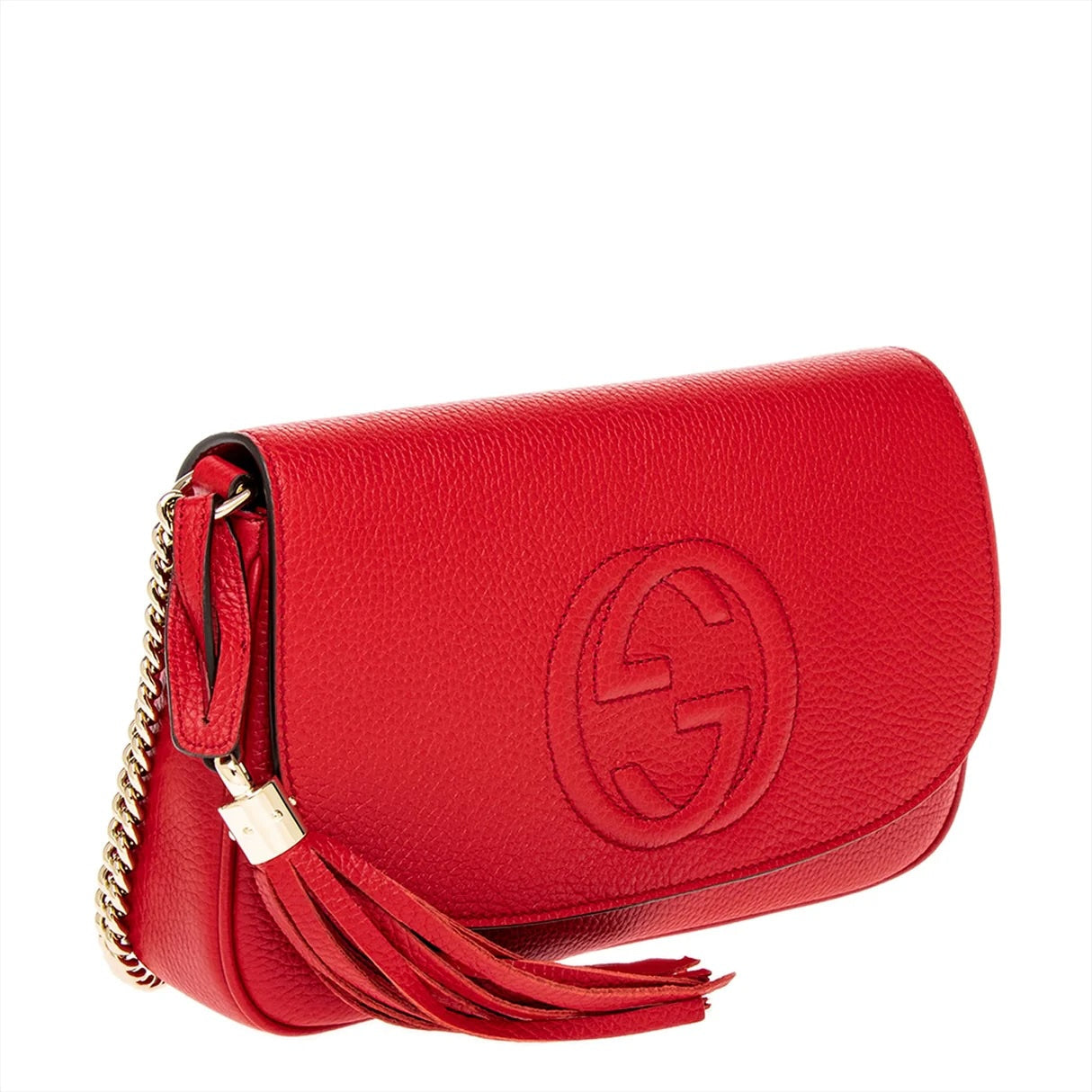 GUCCI PEBBLED CALFSKIN LEATHER MEDIUM SOHO CHAIN BAG