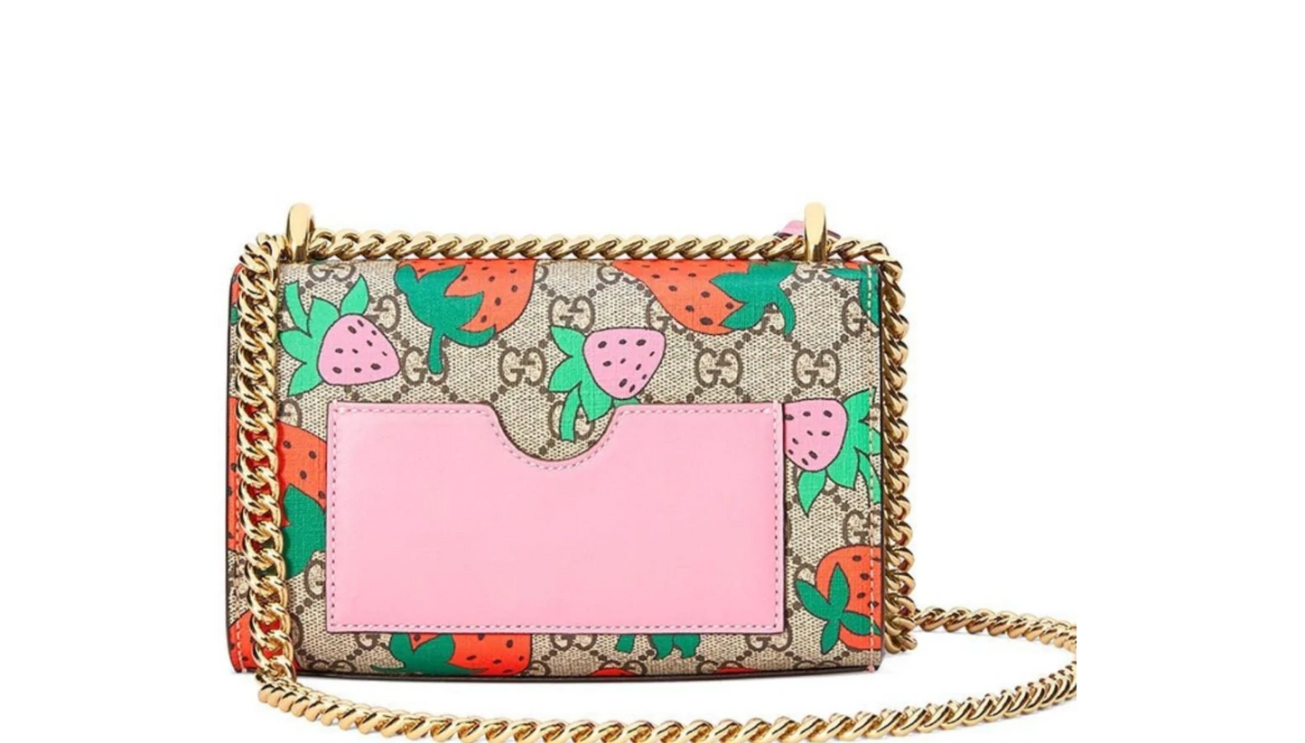 GUCCI PADLOCK GG STRAWBERRY SMALL SHOULDER BAG