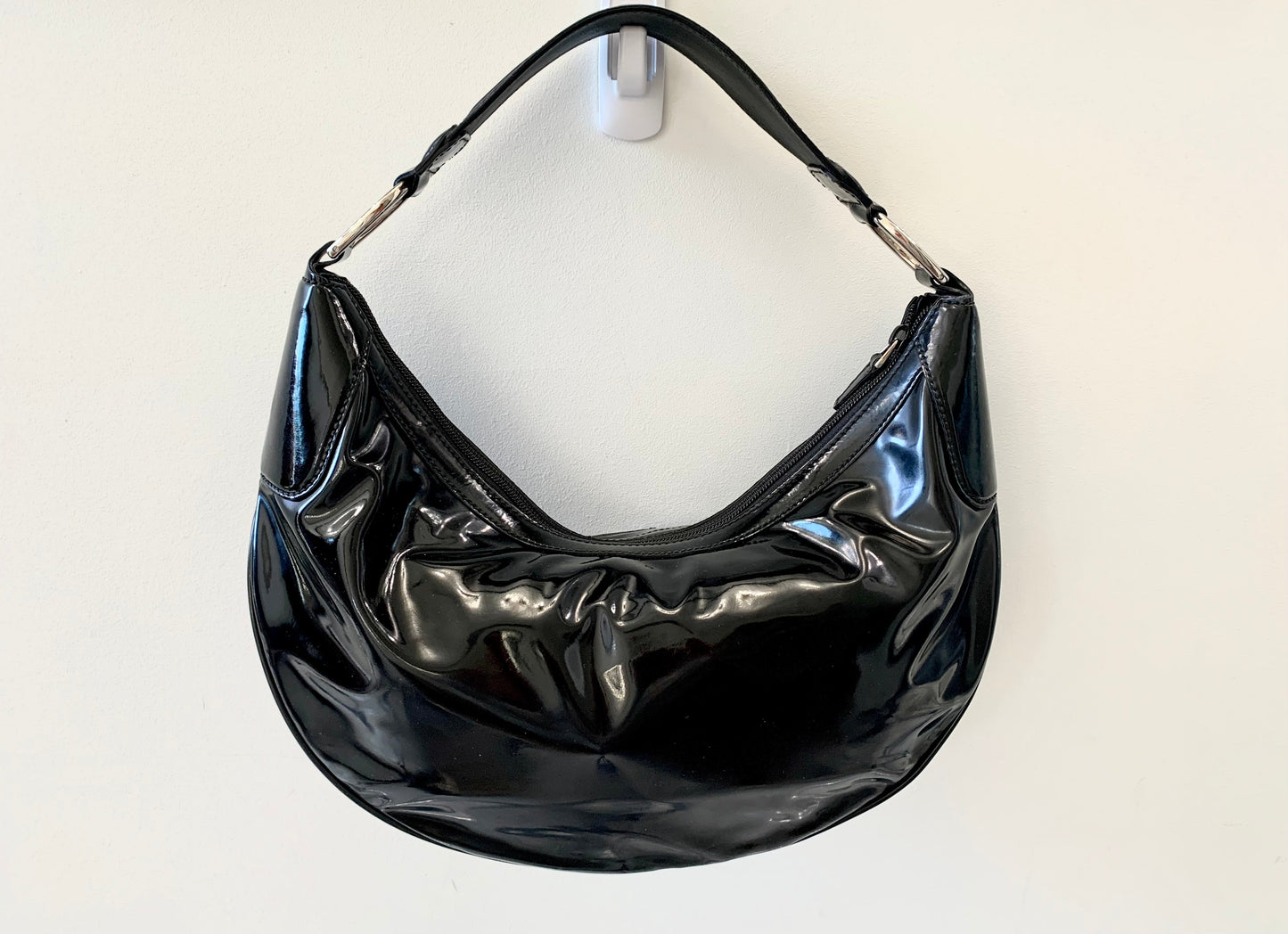 GUCCI PATENT LEATHER HALF MOON BAG