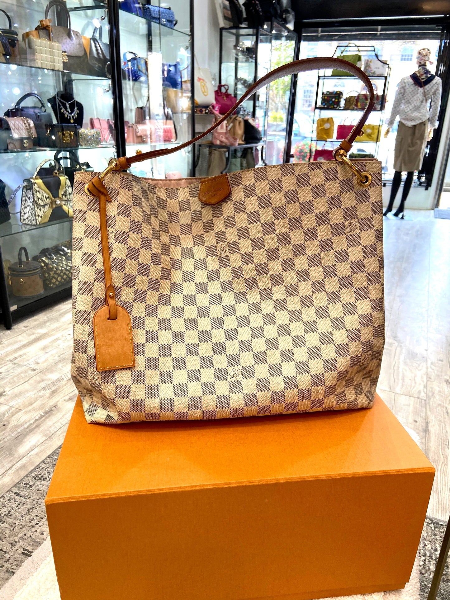 LOUIS VUITTON DAMIER AZUR GRACEFUL MM HOBO BAG