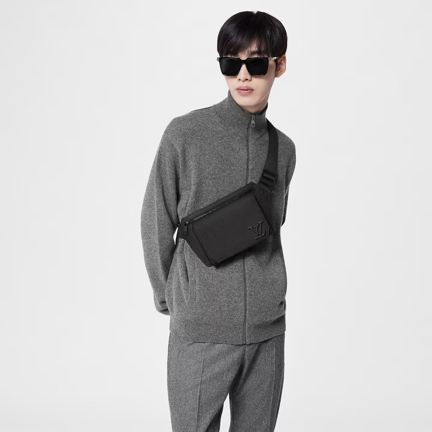 LOUIS VUITTON GRAINED CALFSKIN AEROGRAM TAKEOFF SLING BAG