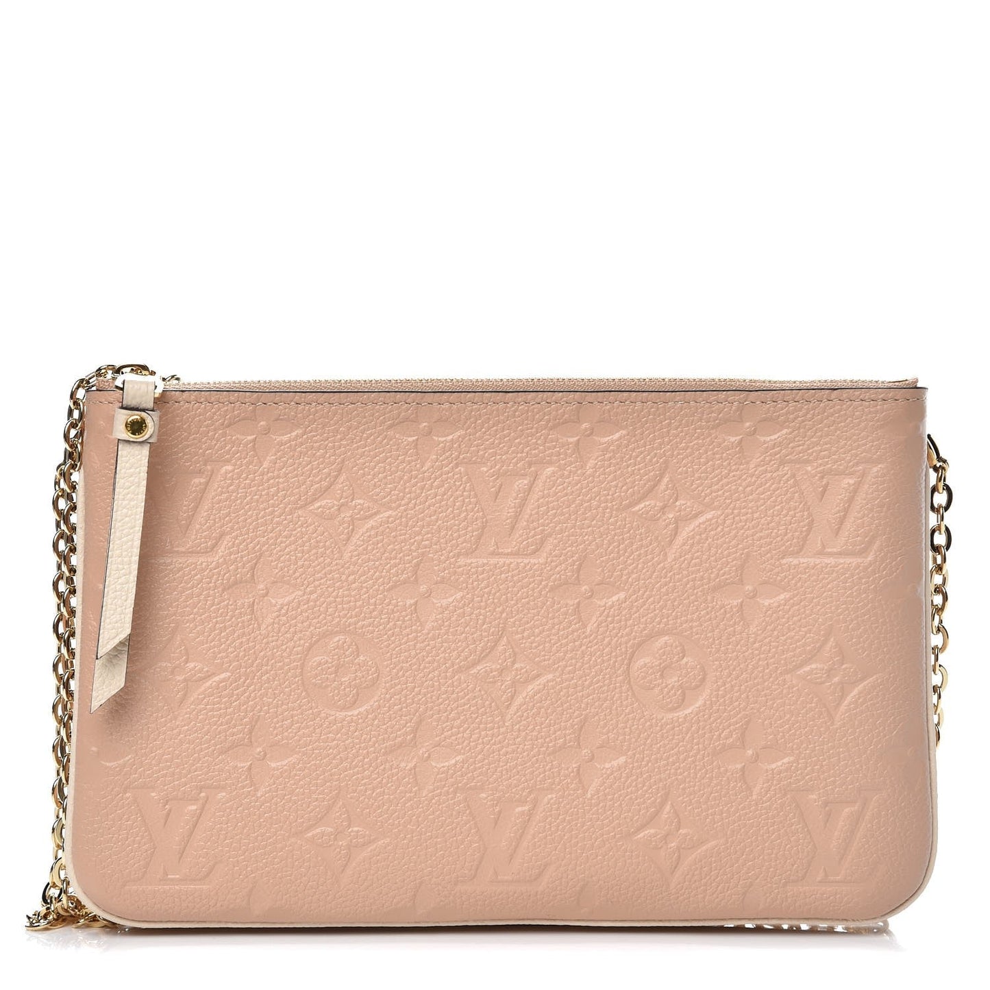 LOUIS VUITTON DOUBLE ZIP MONOGRAM EMPREINTE POCHETTE ON CHAIN