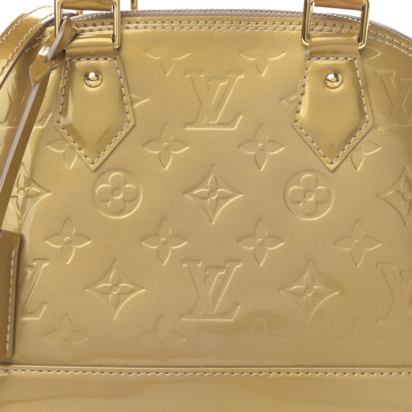 LOUIS VUITTON VERNIS ALMA BB HANDBAG GOLD